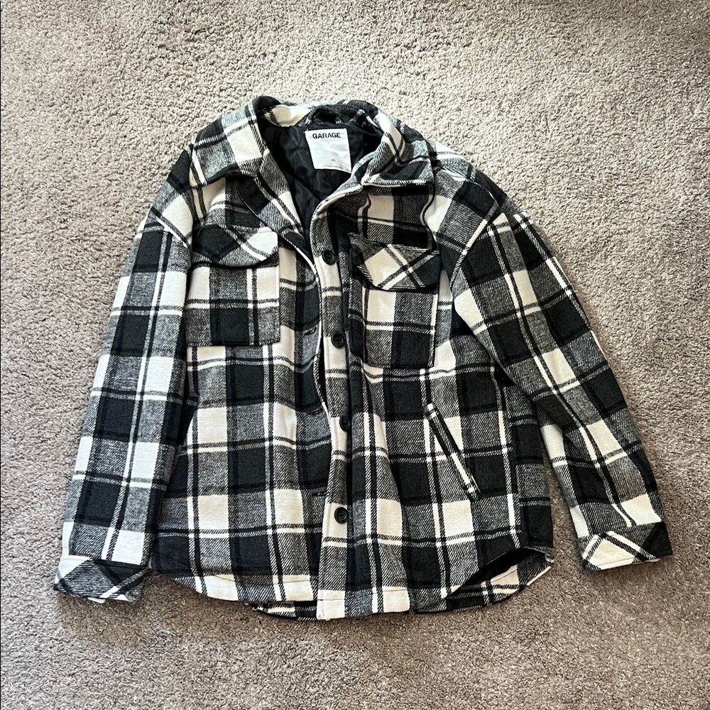 Garage Monochrome Plaid Shacket